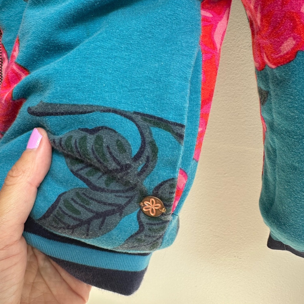Matilda Jane reversible sleigh ride rosey floral and blue fuzzy jacket size 12 - Picture 4 of 11